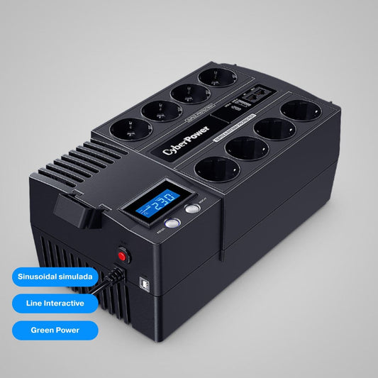 CyberPower BR700ELCD – SAI interactivo de línea 700 VA / 420 W con pantalla LCD y 8 salidas Schuko