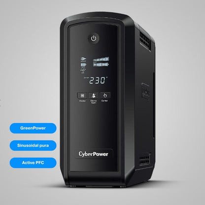 SAI CyberPower CP900EPFCLCD - 900VA/540W - Onda Senoidal Pura (PFC) - Ideal Gaming y Mac - 6 Tomas Schuko